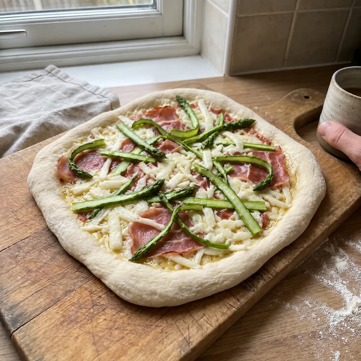 Speck, Asparagus & Hot Egg Yolk před pečením