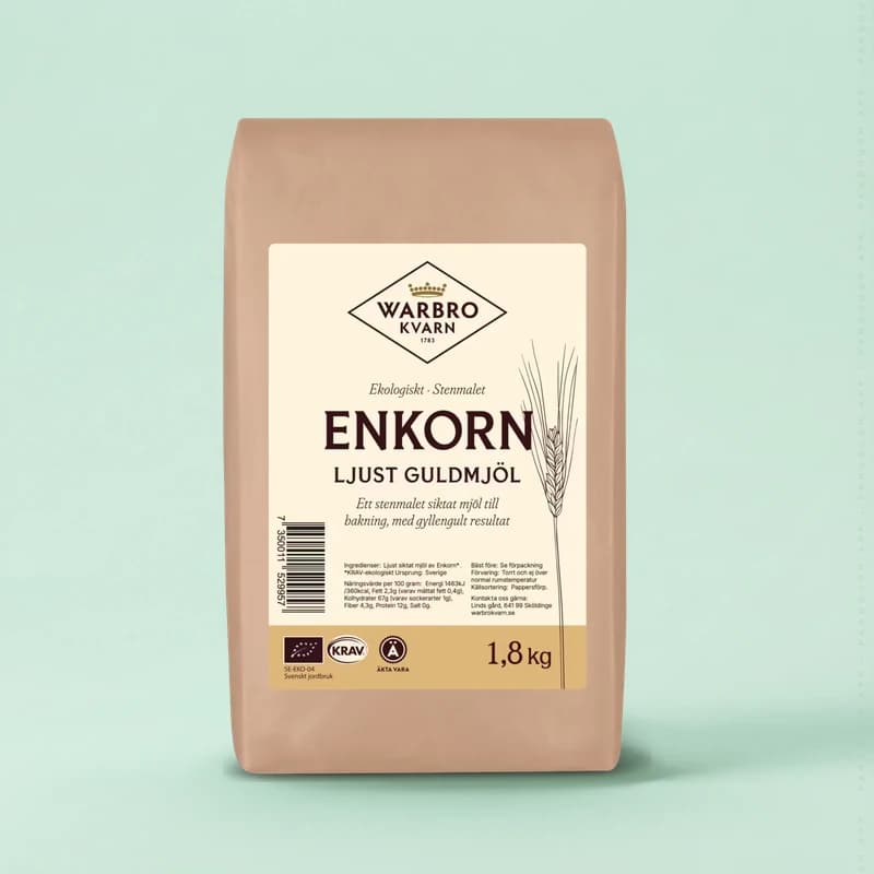 Enkorn stenmalet siktat guldmjöl