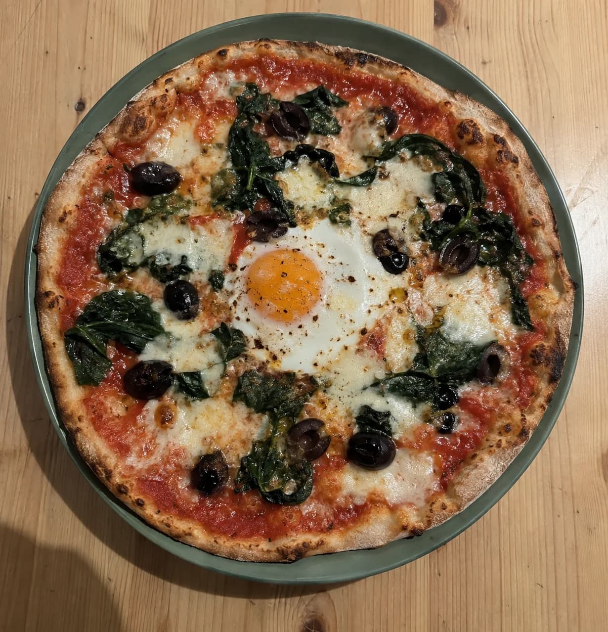 Spinach, Egg and Black Olives
