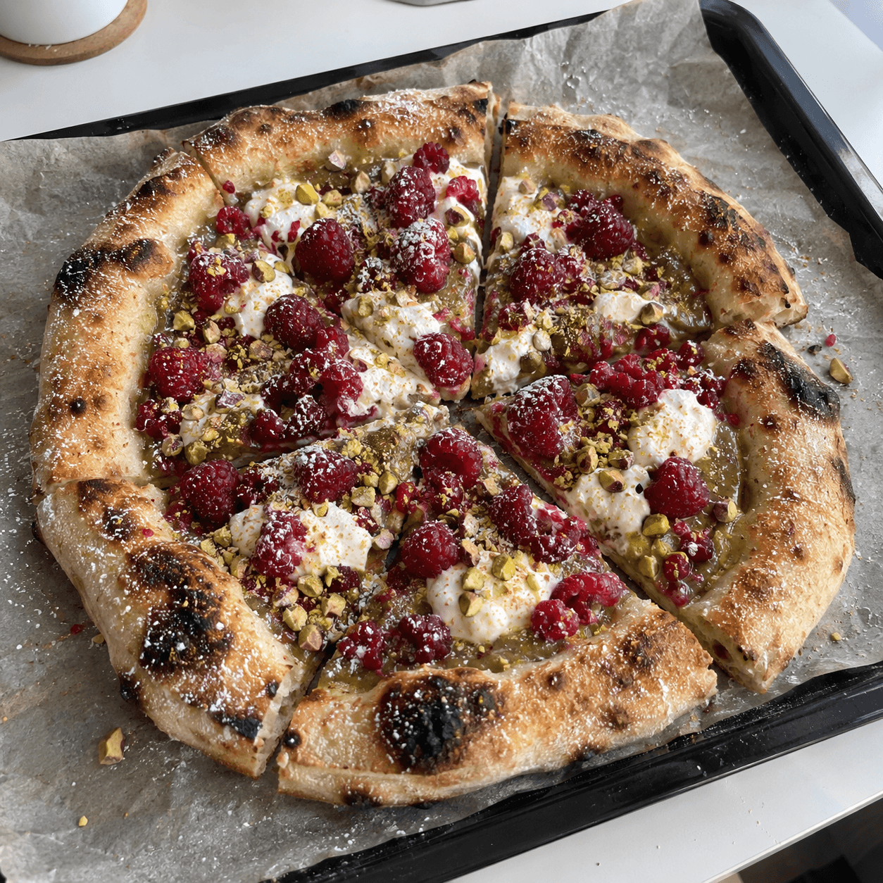 Pistachio Cream & Raspberry Flatbread