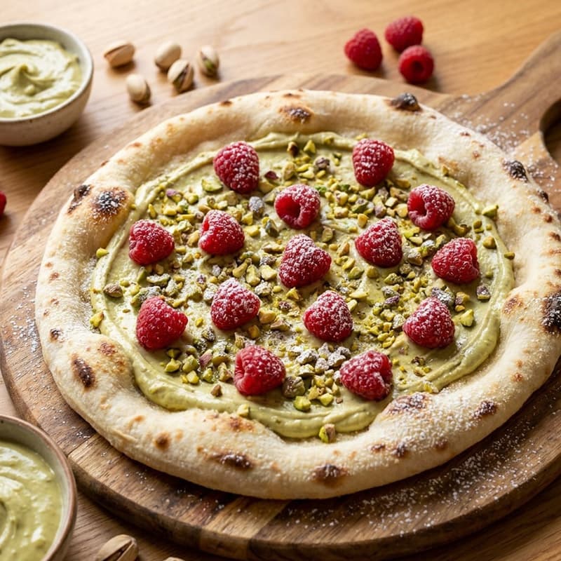 Pistachio Cream & Raspberry Flatbread