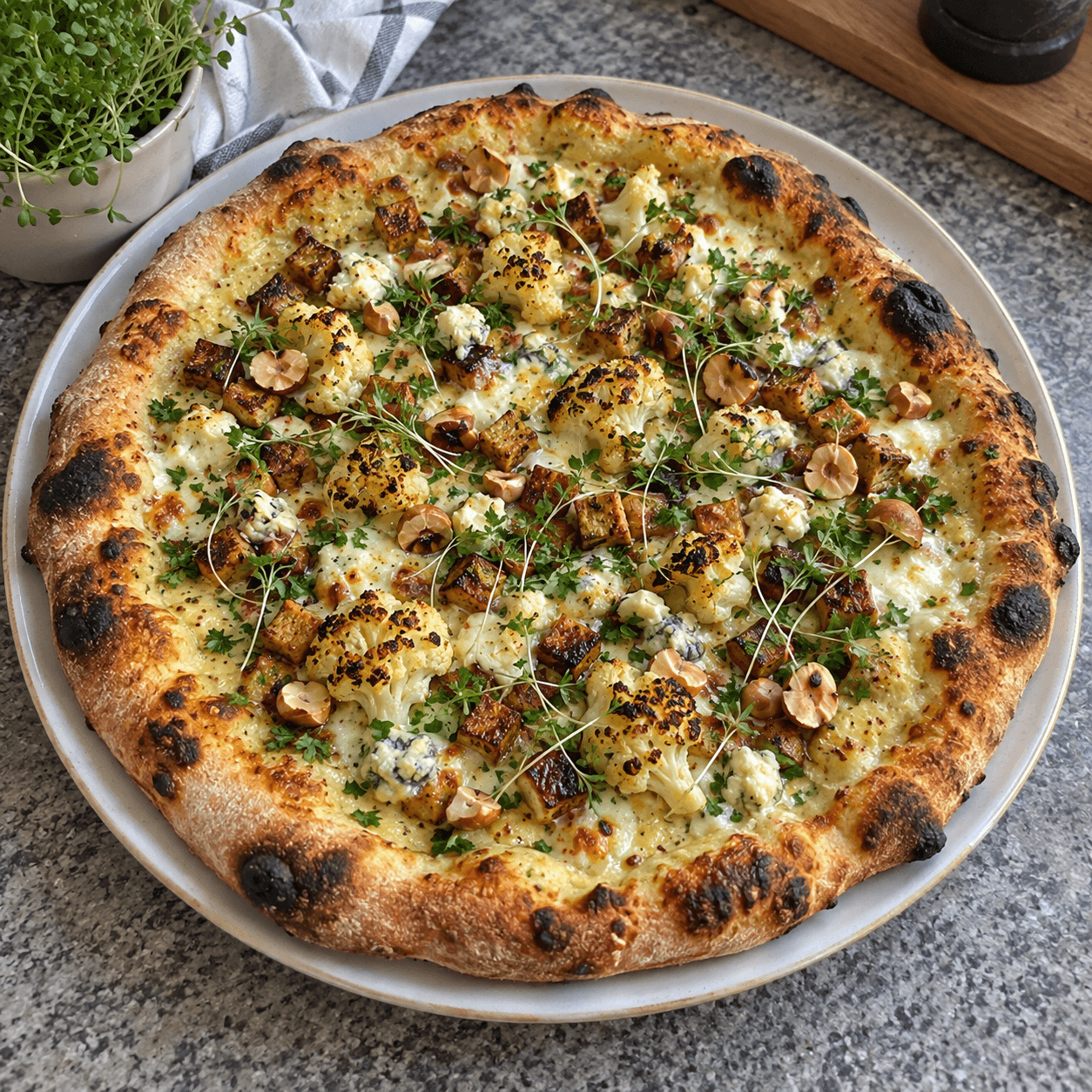 Smoked Tofu, Cauliflower and Saint Agur