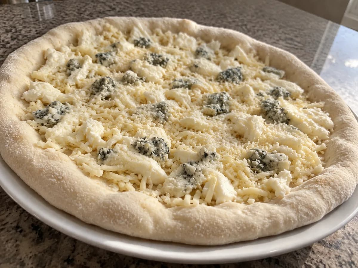 Quattro Formaggi před pečením