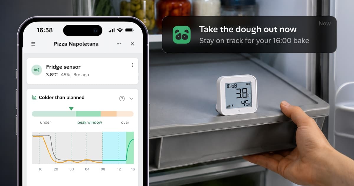 WiFi temperature sensor used to track dough fermentation in Pandough