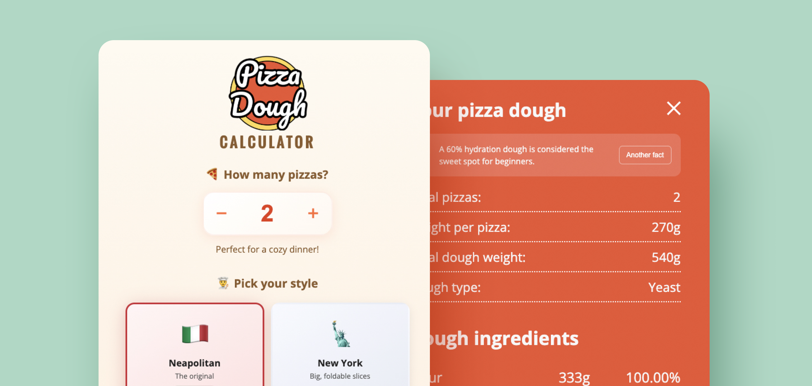 Bread Code Pizza-Rechner-Oberfläche