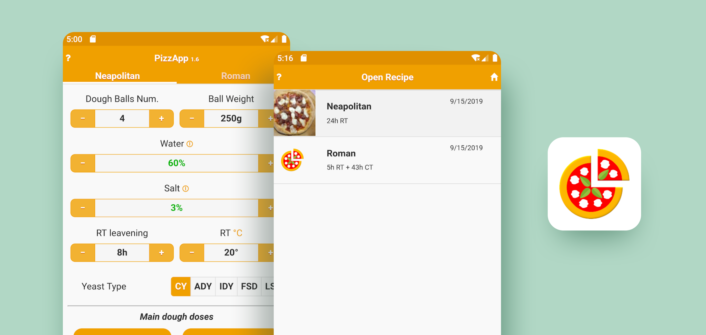PizzApp+ calculator interface